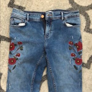 Zara floral jeans